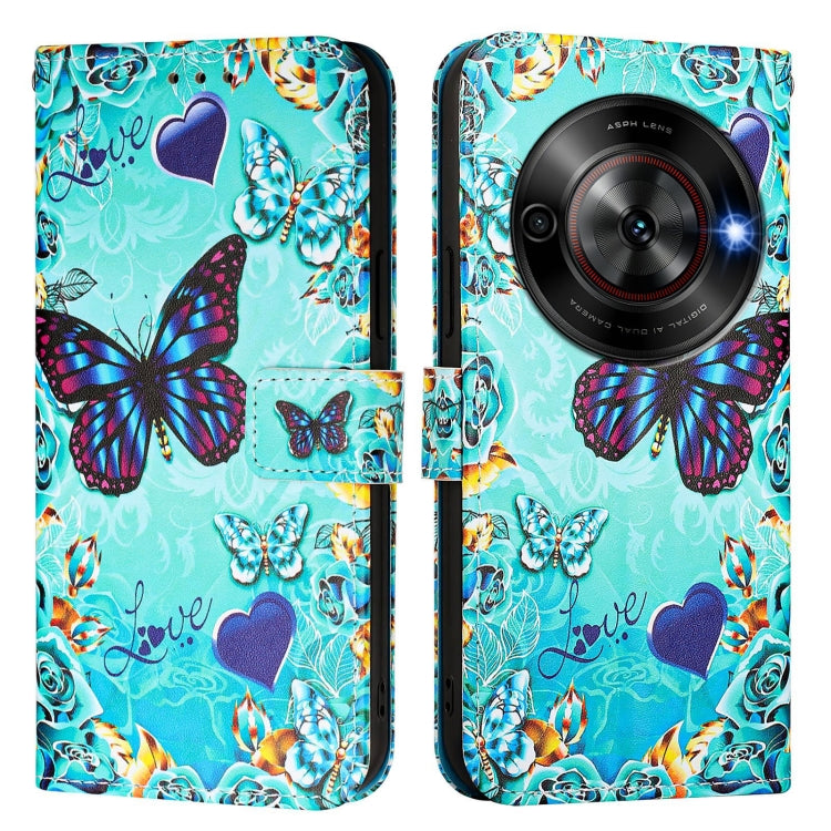 For ZTE Blade A75 5G / Nubia Focus Colored Drawing Pattern Plain Weave Leather Phone Case