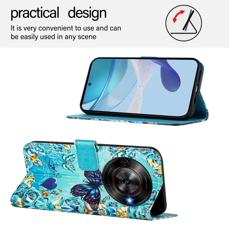 For ZTE Blade A75 5G / Nubia Focus Colored Drawing Pattern Plain Weave Leather Phone Case