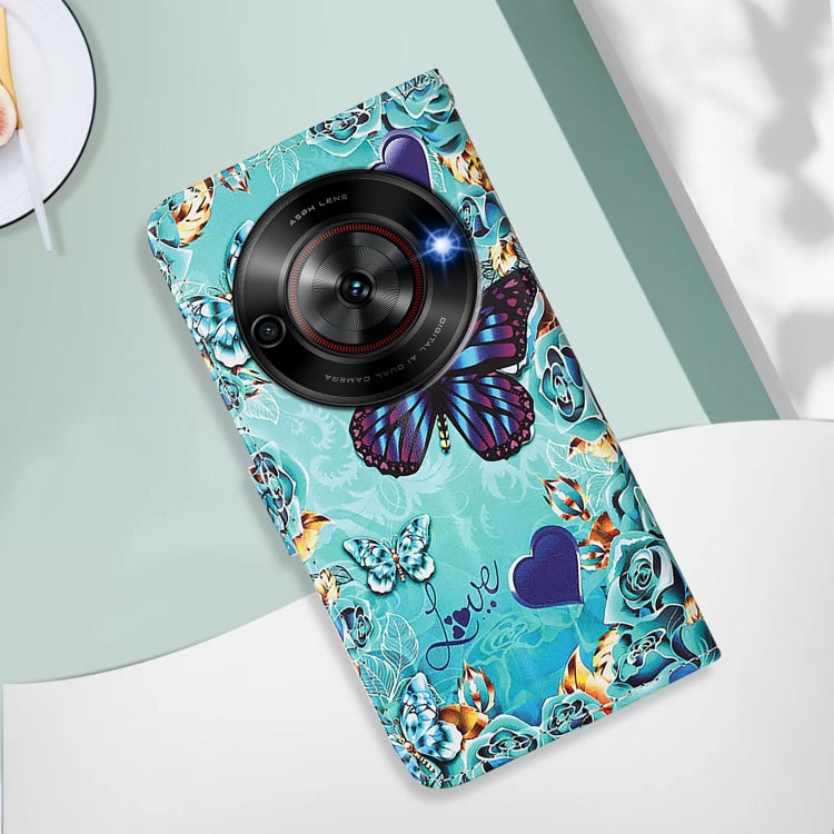 For ZTE Blade A75 5G / Nubia Focus Colored Drawing Pattern Plain Weave Leather Phone Case