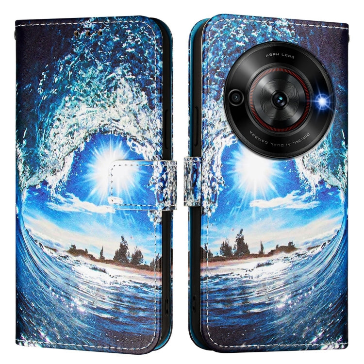 For ZTE Blade A75 5G / Nubia Focus Colored Drawing Pattern Plain Weave Leather Phone Case
