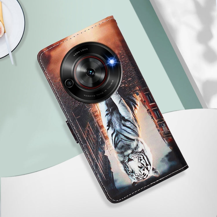 For ZTE Blade A75 5G / Nubia Focus Colored Drawing Pattern Plain Weave Leather Phone Case