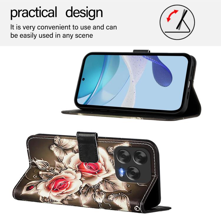 For ZTE Blade V70 Design Colored Drawing Pattern Plain Weave Leather Phone Case