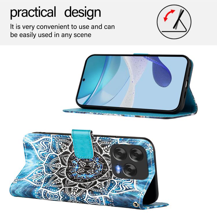 For ZTE Blade V70 Design Colored Drawing Pattern Plain Weave Leather Phone Case