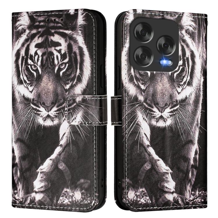 For ZTE Blade V70 Design Colored Drawing Pattern Plain Weave Leather Phone Case