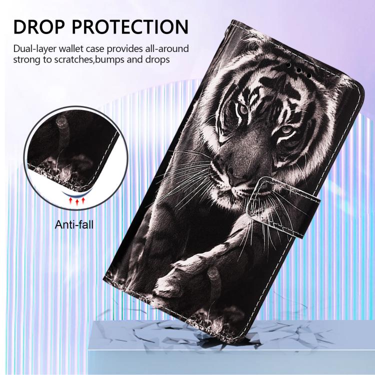For ZTE Blade V70 Design Colored Drawing Pattern Plain Weave Leather Phone Case