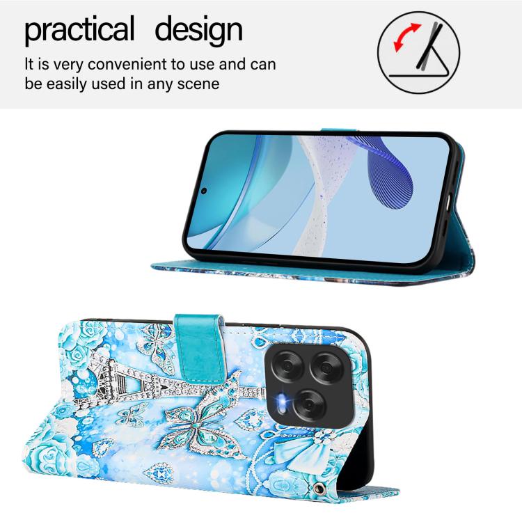 For ZTE Blade V70 Design Colored Drawing Pattern Plain Weave Leather Phone Case