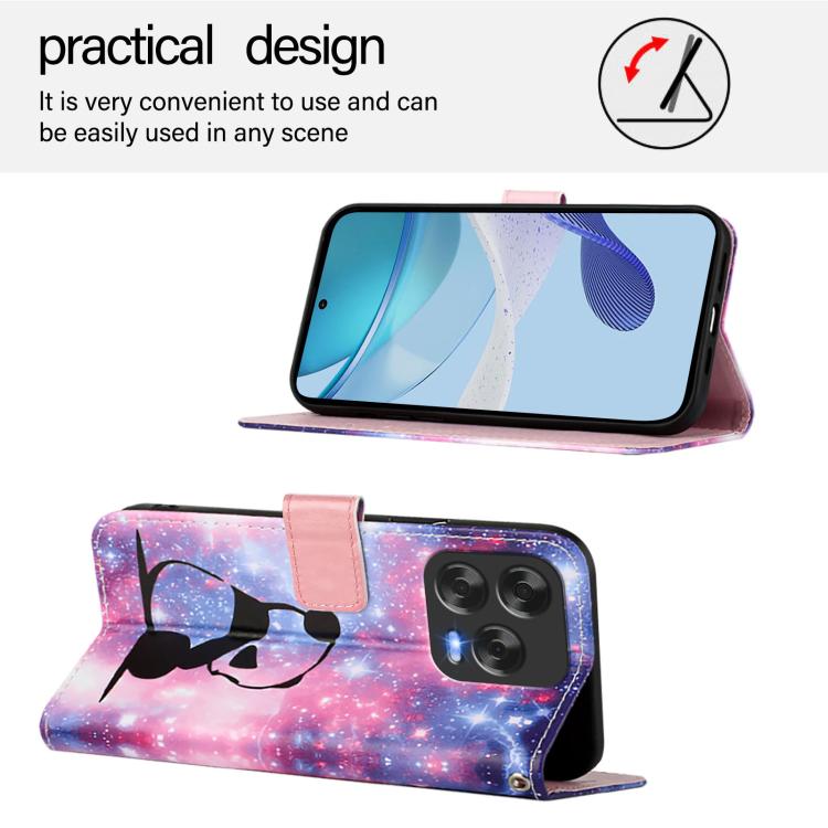 For ZTE Blade V70 Design Colored Drawing Pattern Plain Weave Leather Phone Case
