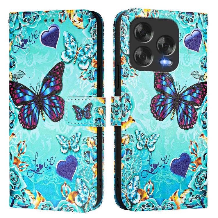 For ZTE Blade V70 Design Colored Drawing Pattern Plain Weave Leather Phone Case
