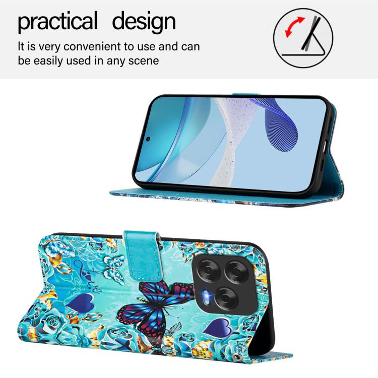 For ZTE Blade V70 Design Colored Drawing Pattern Plain Weave Leather Phone Case