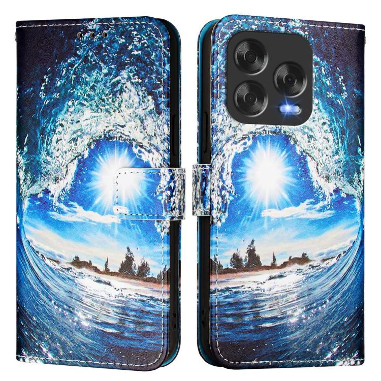 For ZTE Blade V70 Design Colored Drawing Pattern Plain Weave Leather Phone Case