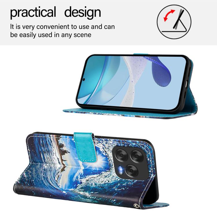 For ZTE Blade V70 Design Colored Drawing Pattern Plain Weave Leather Phone Case