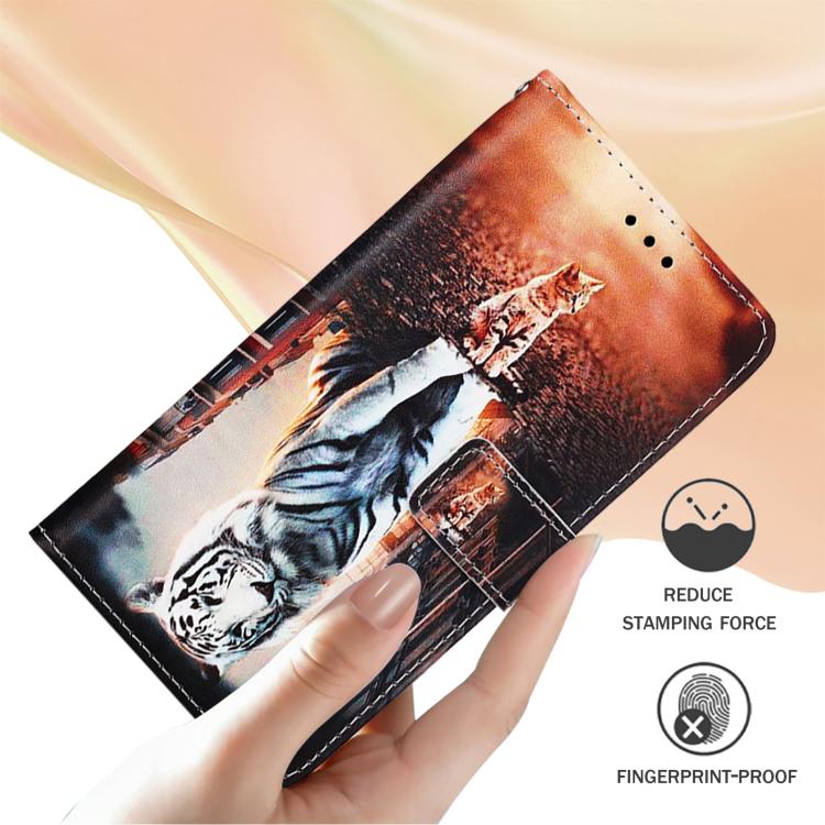 For ZTE Blade V70 Design Colored Drawing Pattern Plain Weave Leather Phone Case