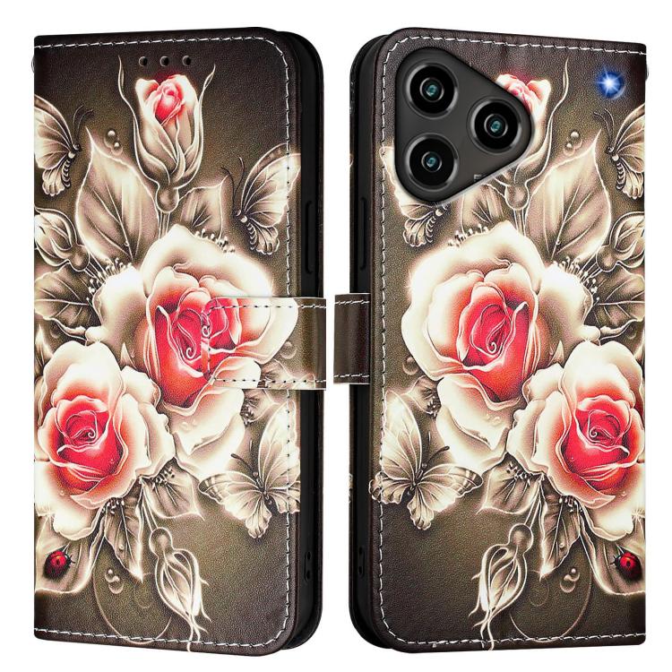 For ZTE Blade A76 4G Colored Drawing Pattern Plain Weave Leather Phone Case