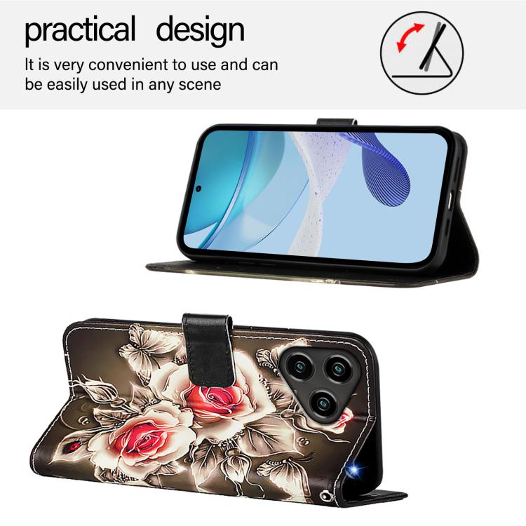 For ZTE Blade A76 4G Colored Drawing Pattern Plain Weave Leather Phone Case