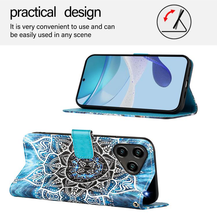For ZTE Blade A76 4G Colored Drawing Pattern Plain Weave Leather Phone Case