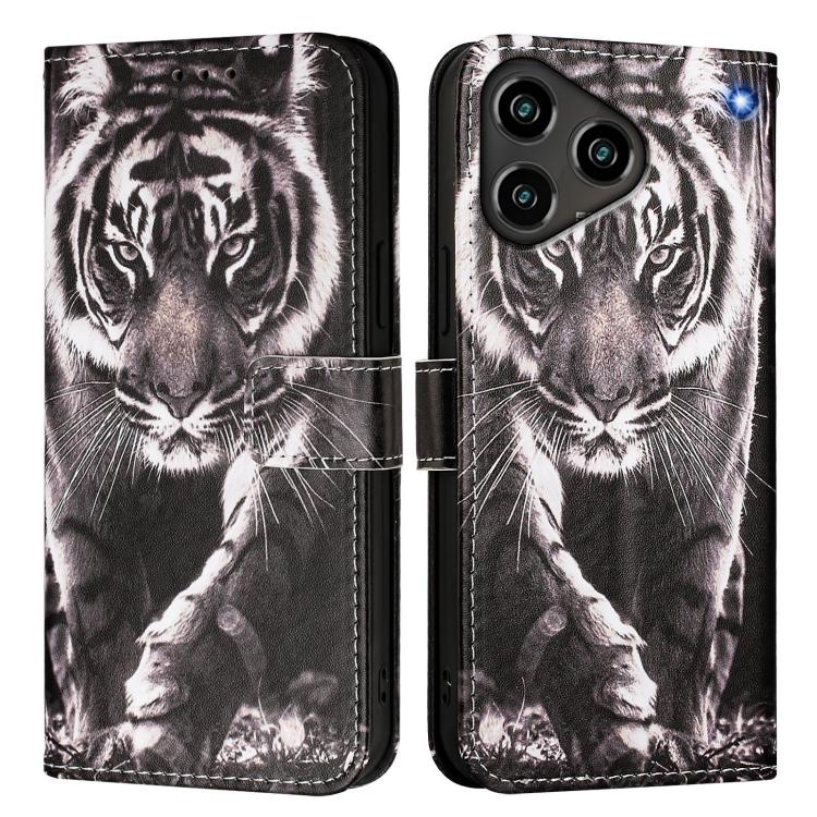 For ZTE Blade A76 4G Colored Drawing Pattern Plain Weave Leather Phone Case