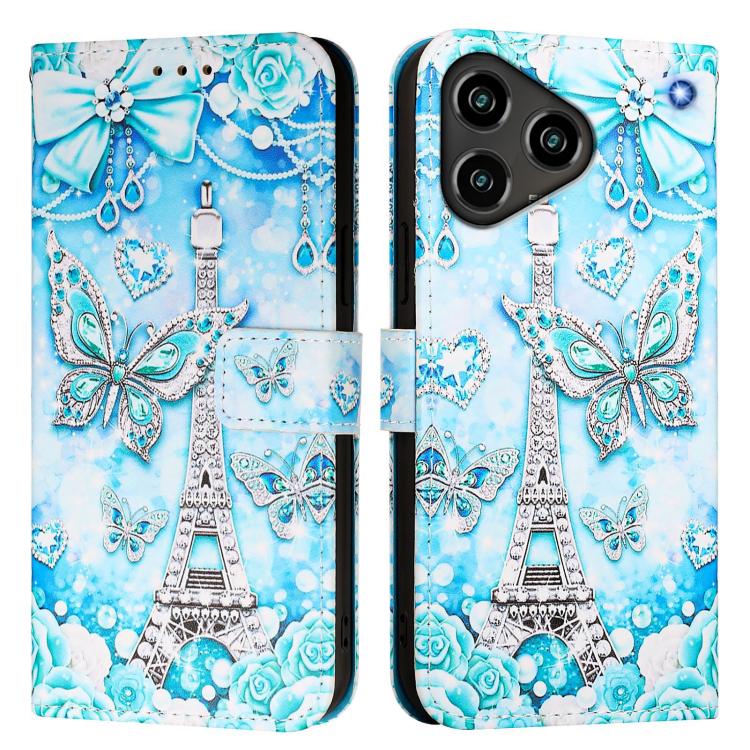 For ZTE Blade A76 4G Colored Drawing Pattern Plain Weave Leather Phone Case