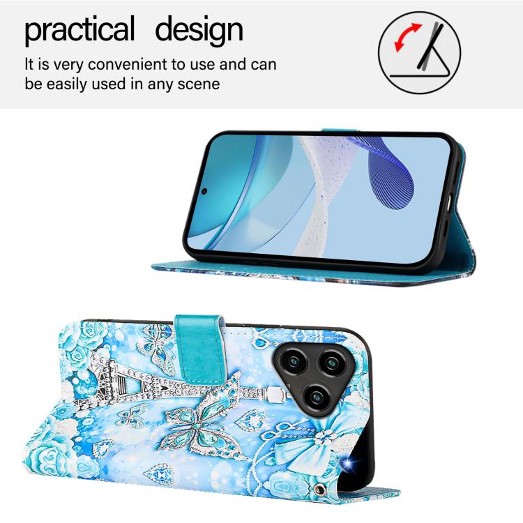 For ZTE Blade A76 4G Colored Drawing Pattern Plain Weave Leather Phone Case