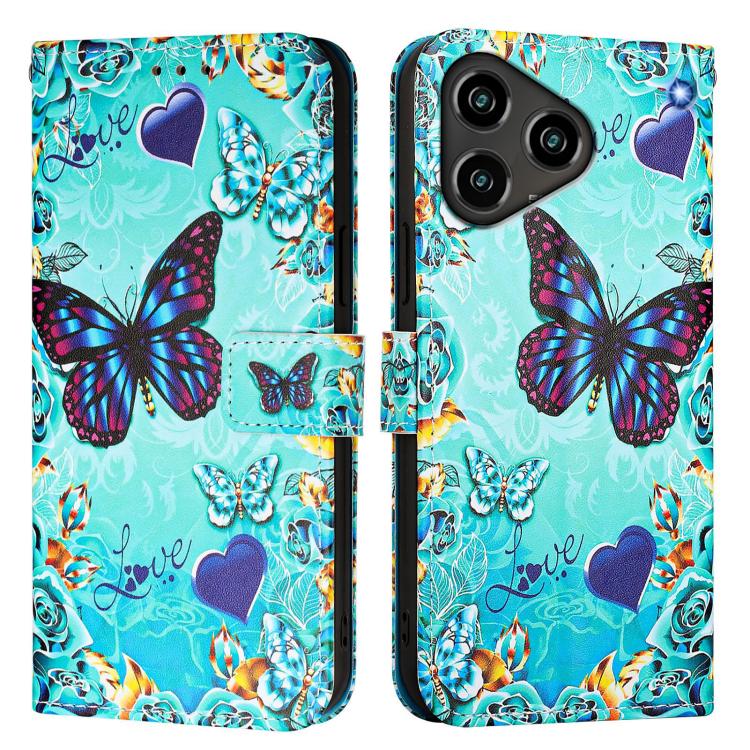 For ZTE Blade A76 4G Colored Drawing Pattern Plain Weave Leather Phone Case