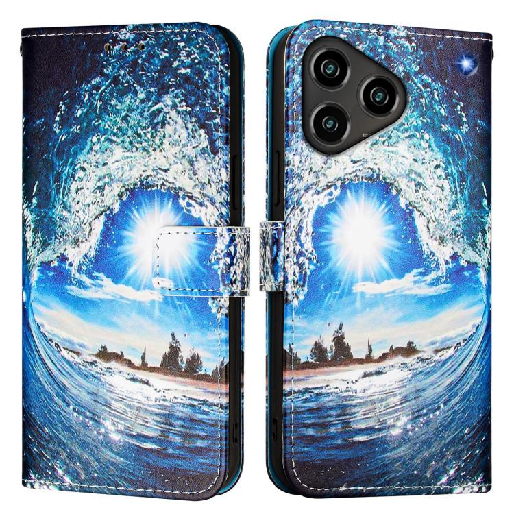 For ZTE Blade A76 4G Colored Drawing Pattern Plain Weave Leather Phone Case