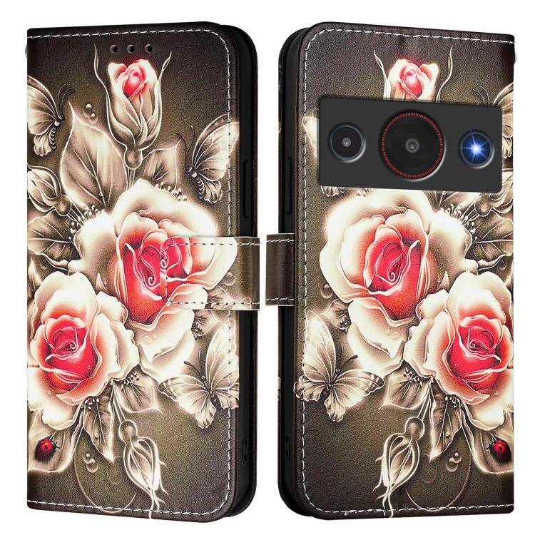 For ZTE Blade A75 Pro / Telstra T-Elite 5G Colored Drawing Pattern Plain Weave Leather Phone Case