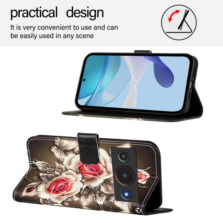 For ZTE Blade A75 Pro / Telstra T-Elite 5G Colored Drawing Pattern Plain Weave Leather Phone Case