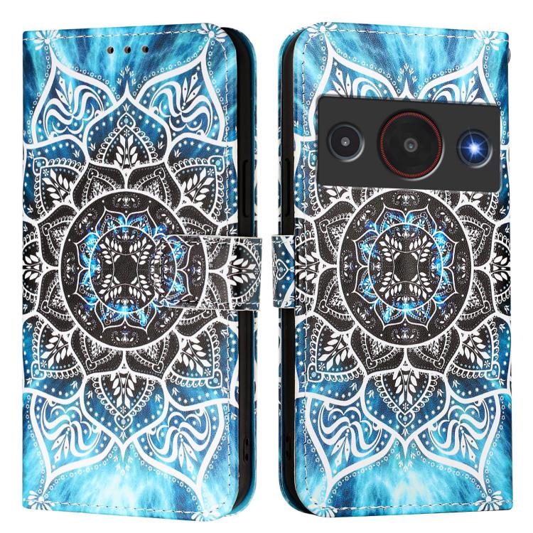 For ZTE Blade A75 Pro / Telstra T-Elite 5G Colored Drawing Pattern Plain Weave Leather Phone Case