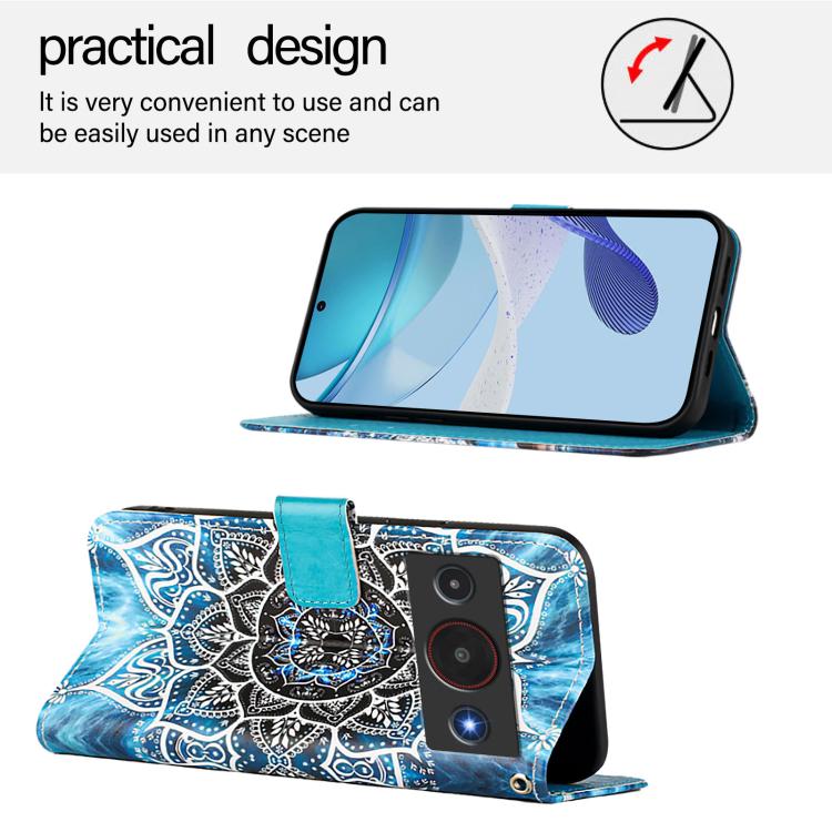 For ZTE Blade A75 Pro / Telstra T-Elite 5G Colored Drawing Pattern Plain Weave Leather Phone Case
