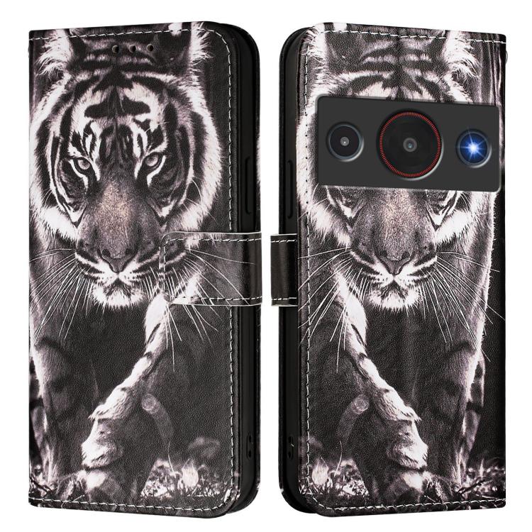 For ZTE Blade A75 Pro / Telstra T-Elite 5G Colored Drawing Pattern Plain Weave Leather Phone Case