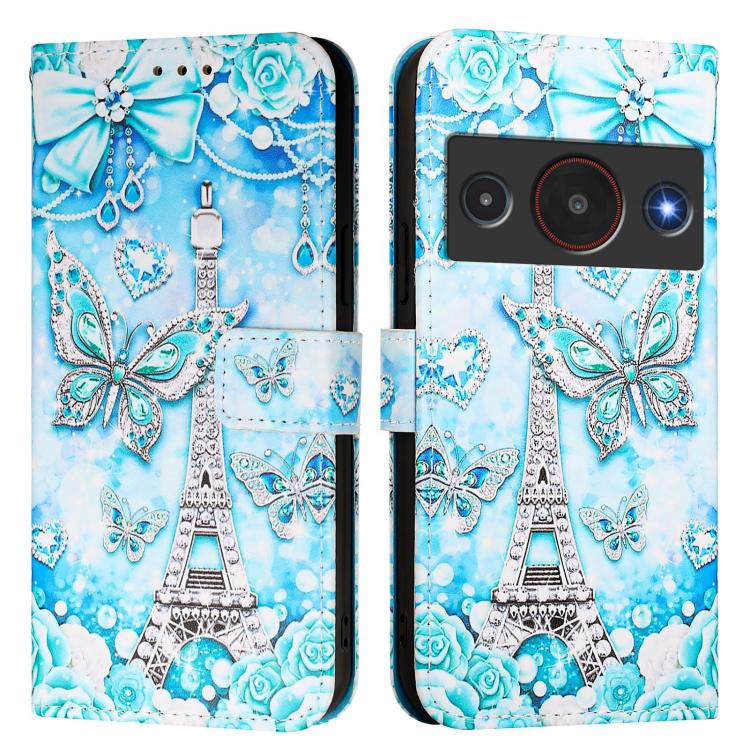 For ZTE Blade A75 Pro / Telstra T-Elite 5G Colored Drawing Pattern Plain Weave Leather Phone Case