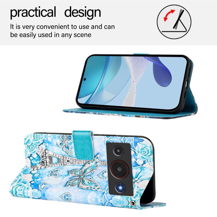 For ZTE Blade A75 Pro / Telstra T-Elite 5G Colored Drawing Pattern Plain Weave Leather Phone Case