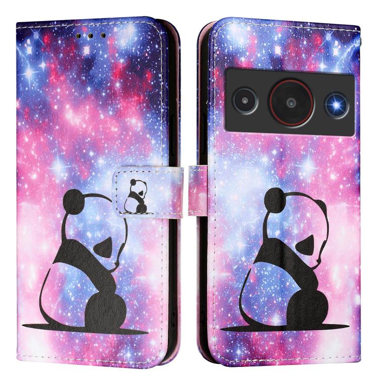 For ZTE Blade A75 Pro / Telstra T-Elite 5G Colored Drawing Pattern Plain Weave Leather Phone Case
