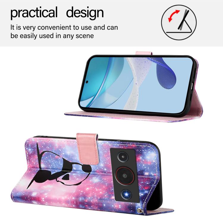 For ZTE Blade A75 Pro / Telstra T-Elite 5G Colored Drawing Pattern Plain Weave Leather Phone Case