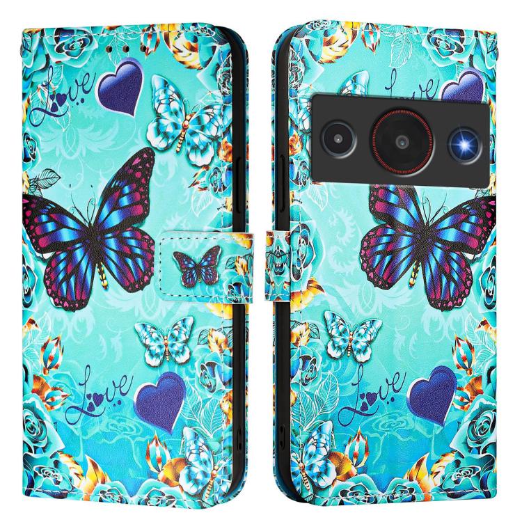 For ZTE Blade A75 Pro / Telstra T-Elite 5G Colored Drawing Pattern Plain Weave Leather Phone Case