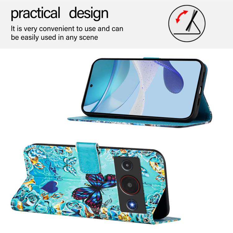 For ZTE Blade A75 Pro / Telstra T-Elite 5G Colored Drawing Pattern Plain Weave Leather Phone Case