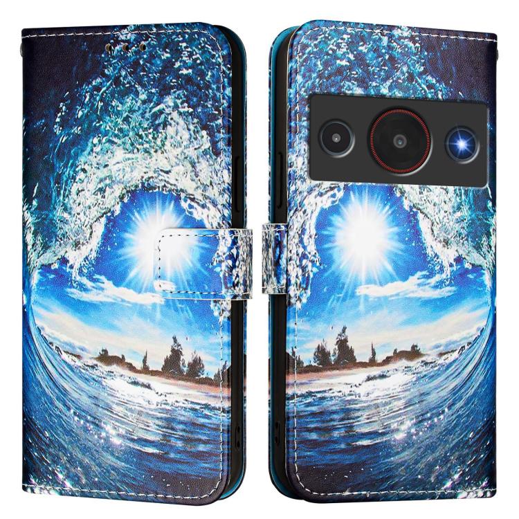 For ZTE Blade A75 Pro / Telstra T-Elite 5G Colored Drawing Pattern Plain Weave Leather Phone Case