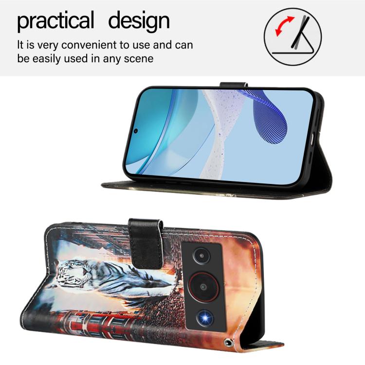 For ZTE Blade A75 Pro / Telstra T-Elite 5G Colored Drawing Pattern Plain Weave Leather Phone Case