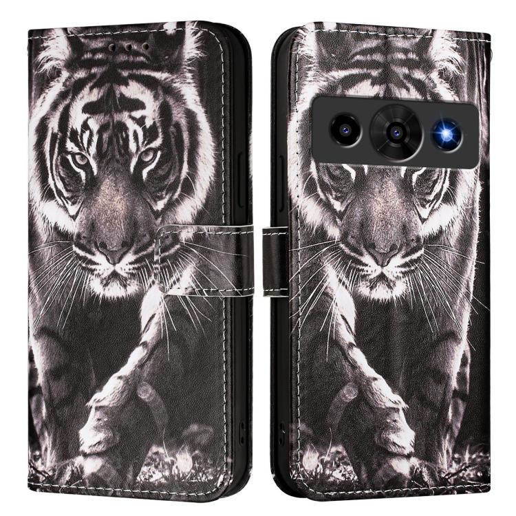 For ZTE nubia P7 Pro 5G / Optus X Value 5G Colored Drawing Pattern Plain Weave Leather Phone Case