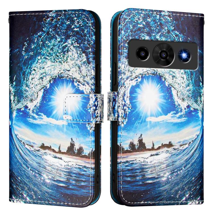 For ZTE nubia P7 Pro 5G / Optus X Value 5G Colored Drawing Pattern Plain Weave Leather Phone Case
