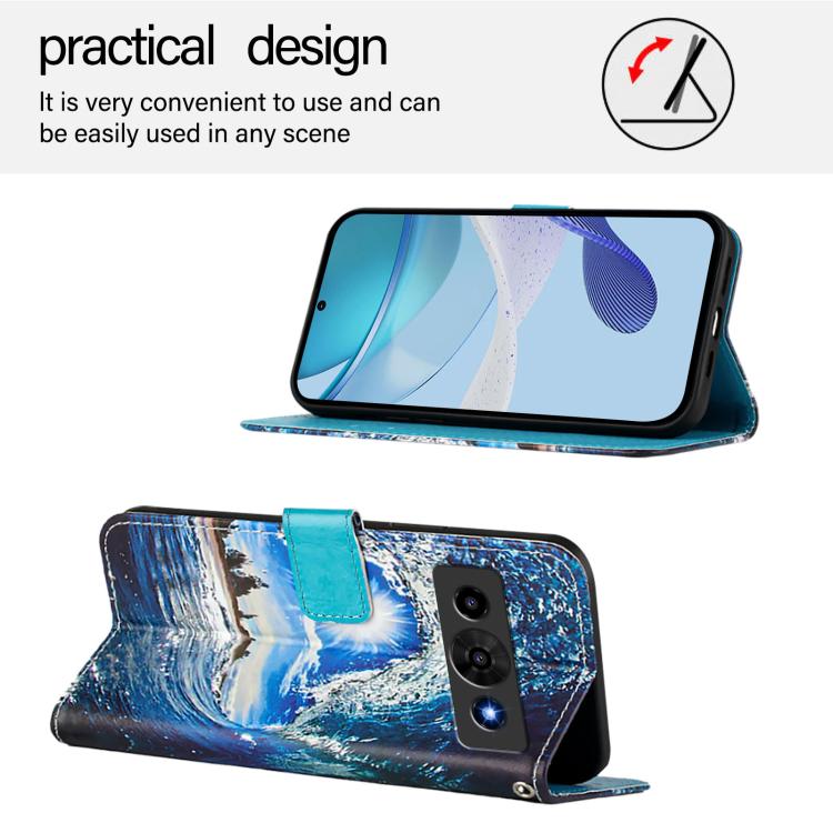 For ZTE nubia P7 Pro 5G / Optus X Value 5G Colored Drawing Pattern Plain Weave Leather Phone Case