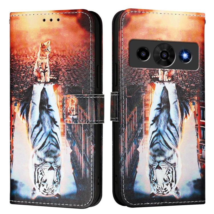 For ZTE nubia P7 Pro 5G / Optus X Value 5G Colored Drawing Pattern Plain Weave Leather Phone Case