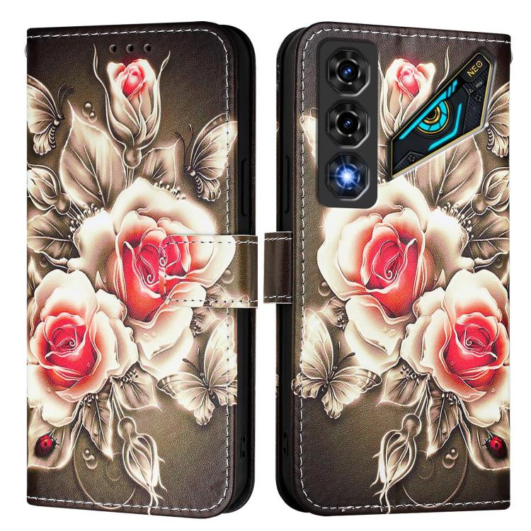 For ZTE nubia Neo 5 5G Colored Drawing Pattern Plain Weave Leather Phone Case