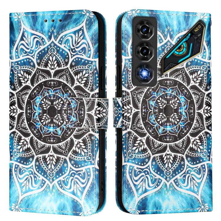 For ZTE nubia Neo 5 5G Colored Drawing Pattern Plain Weave Leather Phone Case