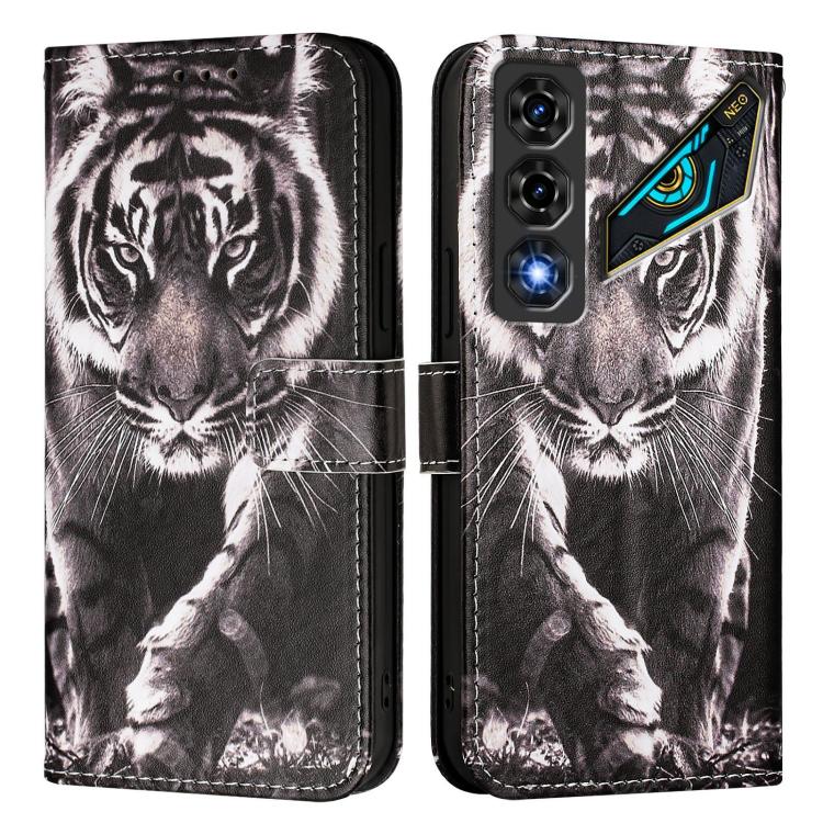 For ZTE nubia Neo 5 5G Colored Drawing Pattern Plain Weave Leather Phone Case
