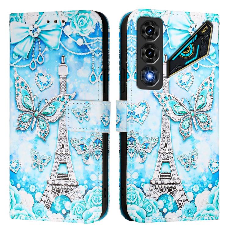 For ZTE nubia Neo 5 5G Colored Drawing Pattern Plain Weave Leather Phone Case