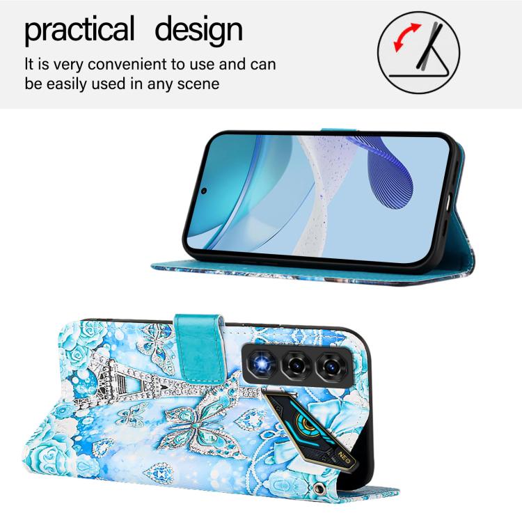 For ZTE nubia Neo 5 5G Colored Drawing Pattern Plain Weave Leather Phone Case