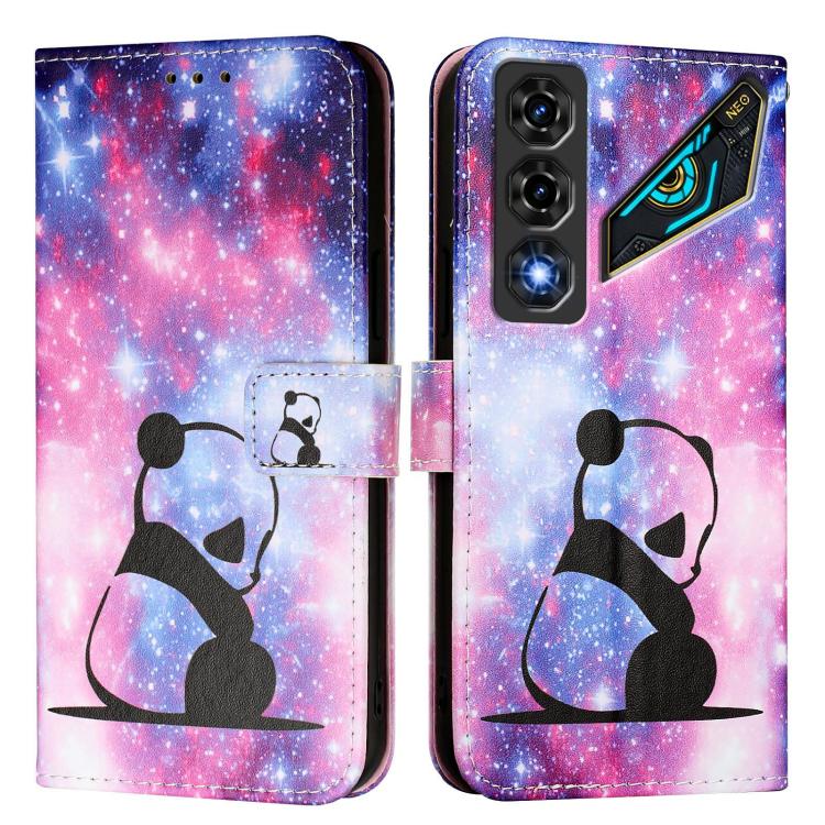 For ZTE nubia Neo 5 5G Colored Drawing Pattern Plain Weave Leather Phone Case