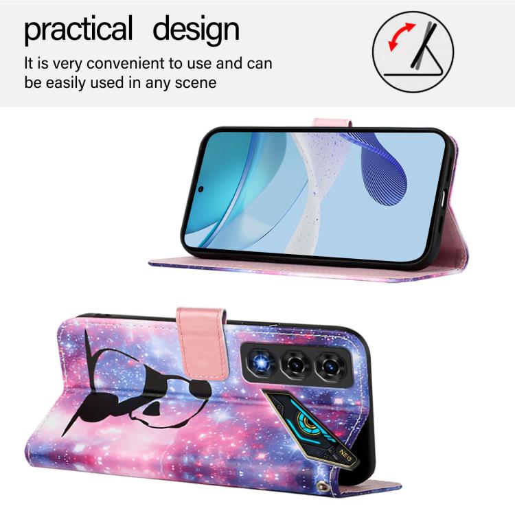 For ZTE nubia Neo 5 5G Colored Drawing Pattern Plain Weave Leather Phone Case