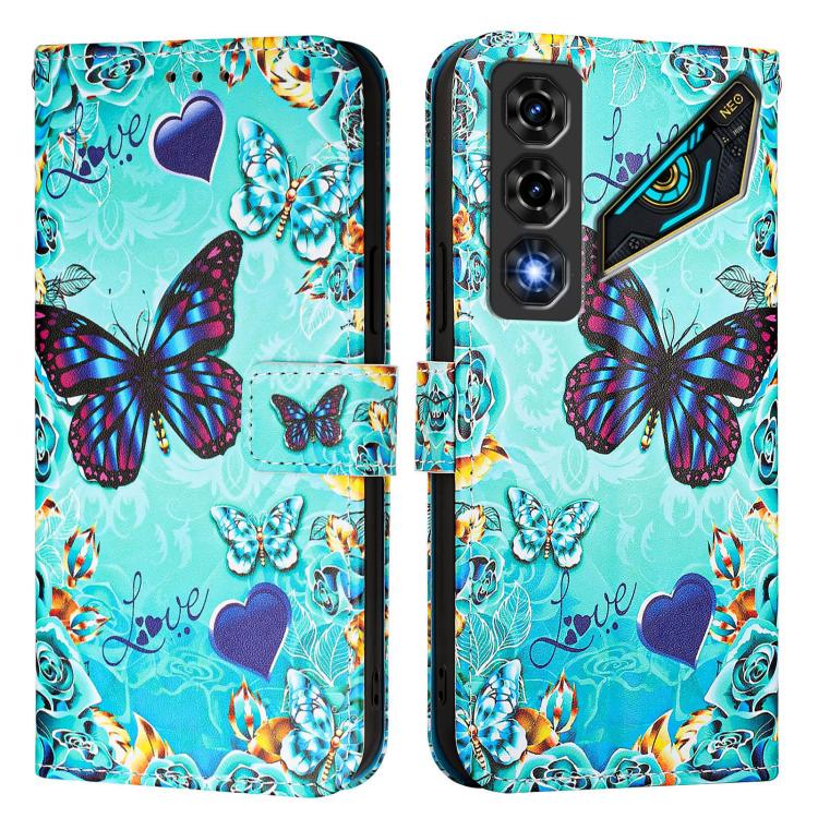 For ZTE nubia Neo 5 5G Colored Drawing Pattern Plain Weave Leather Phone Case