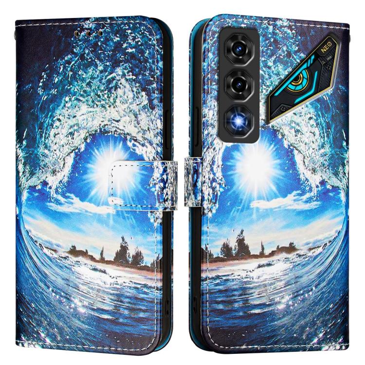 For ZTE nubia Neo 5 5G Colored Drawing Pattern Plain Weave Leather Phone Case